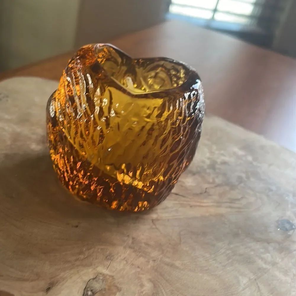 Vintage (?) Amber Glass Owl Tea Light Holder - Picture 4 of 8